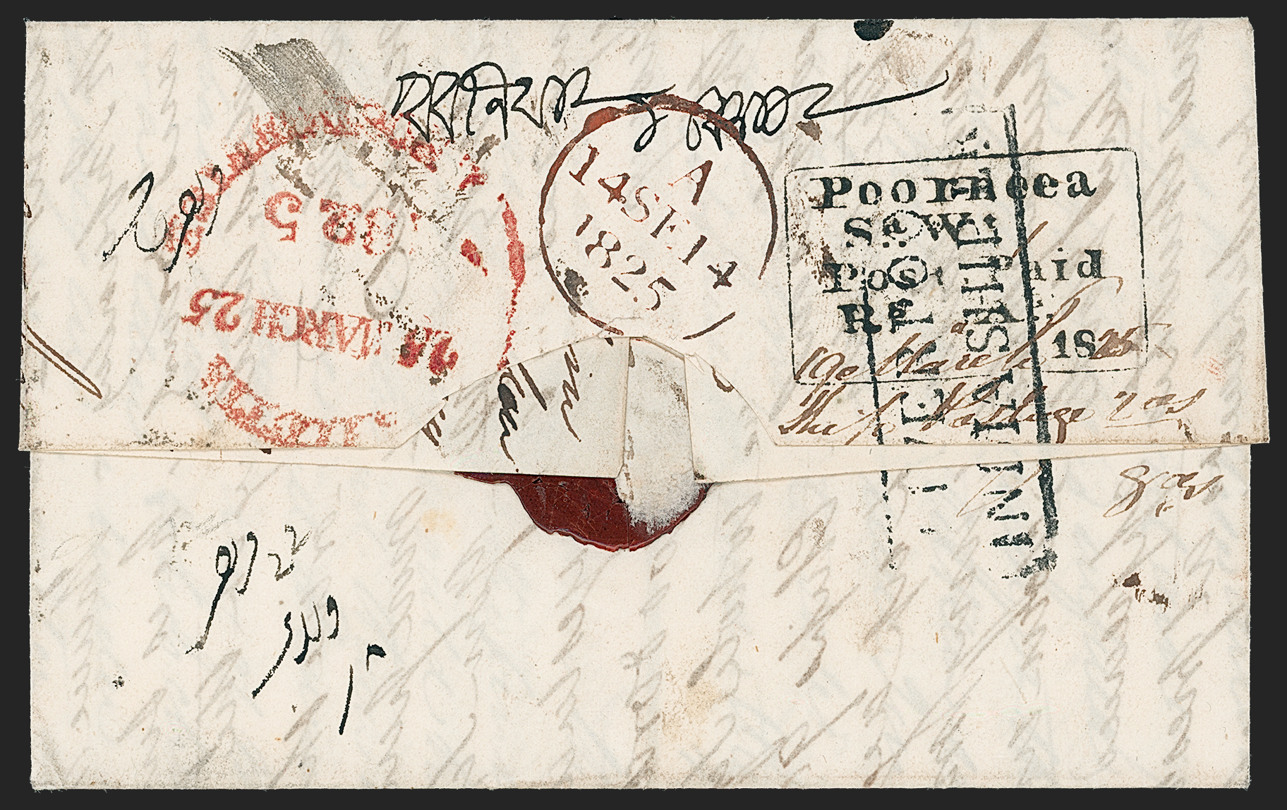 Pre-stamp cover of India — Poorneea HG 1, COV-5311, 19 March 1825