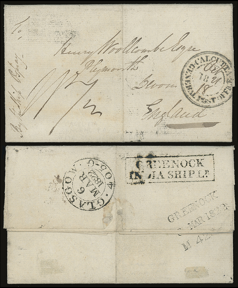 Pre-stamp cover of India — Calcutta SD8, COV-5400, 1822