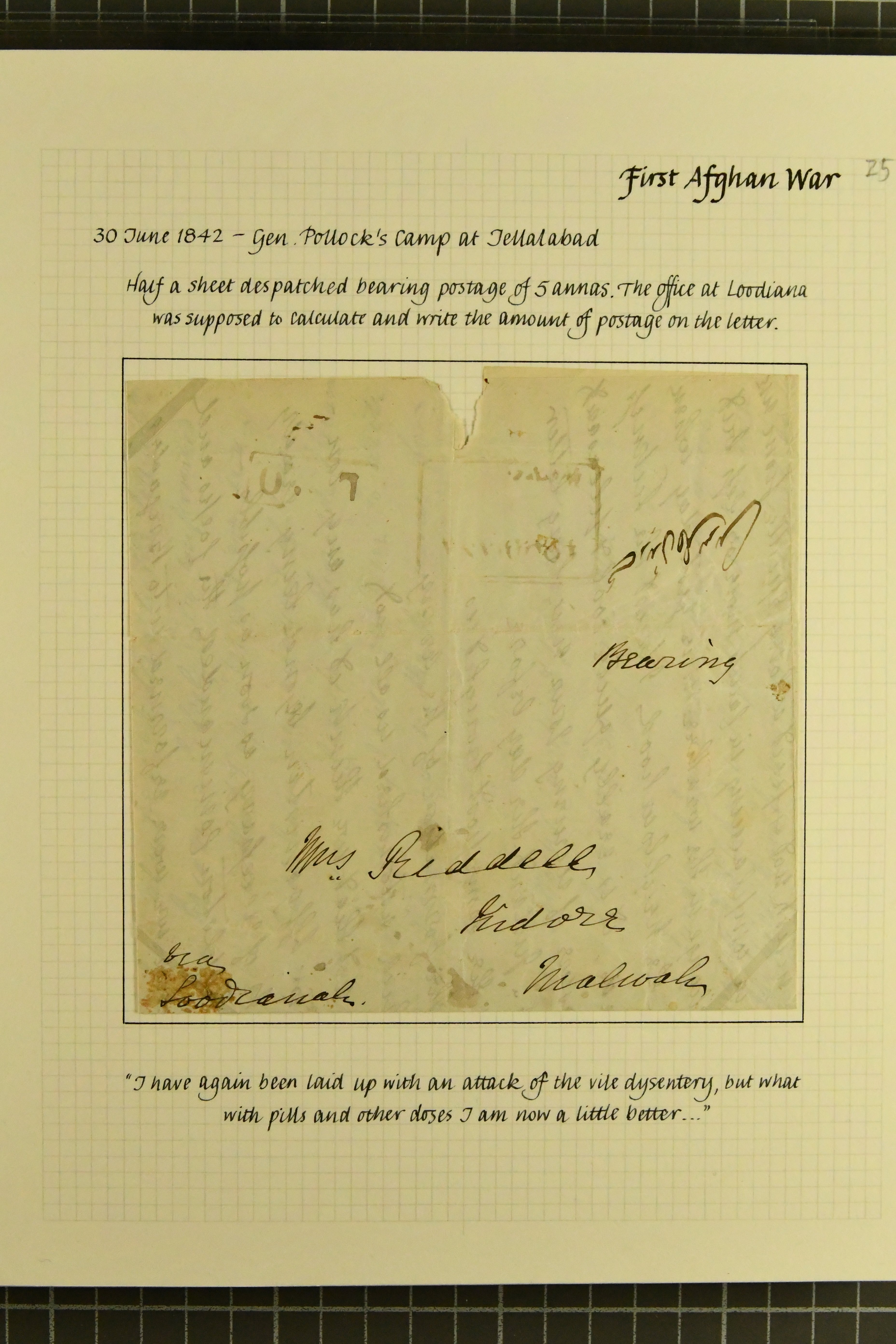 Pre-stamp cover of India — Lodianah HG 9, COV-5077, 30 June 1842
