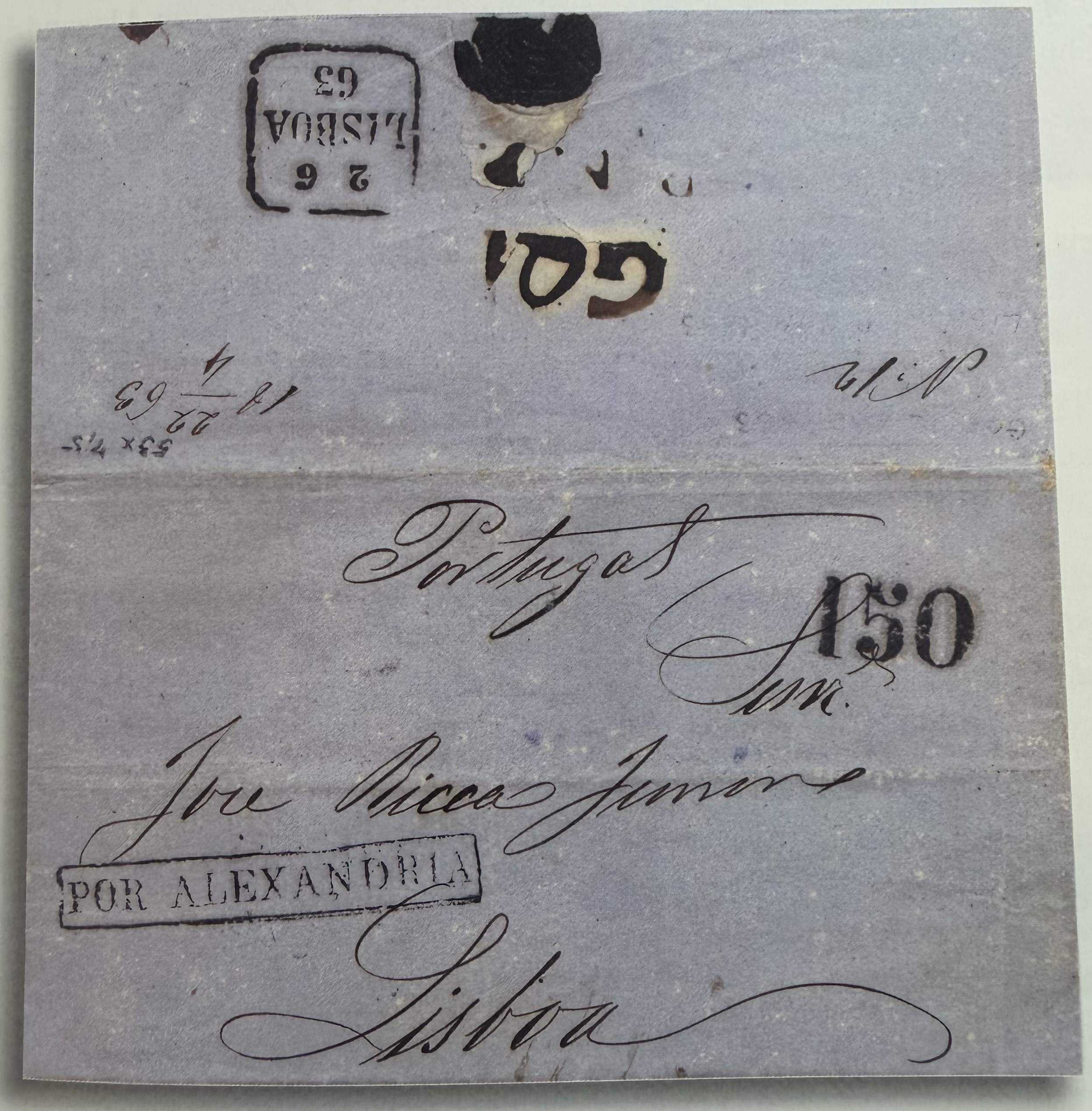 Pre-stamp cover of India — Goa FP 2, COV-3230, 18 April 1863