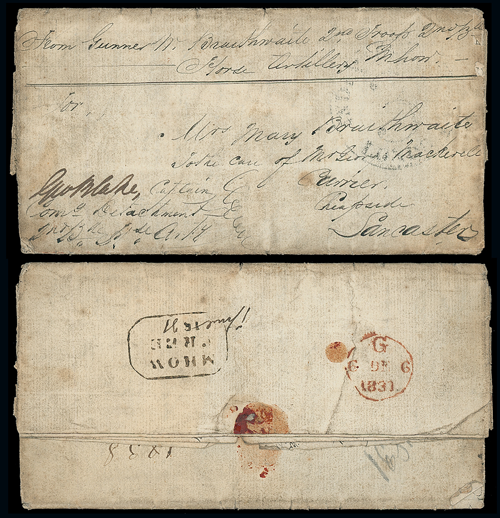 Pre-stamp cover of India — Mhow HG 2, COV-4920, 1831