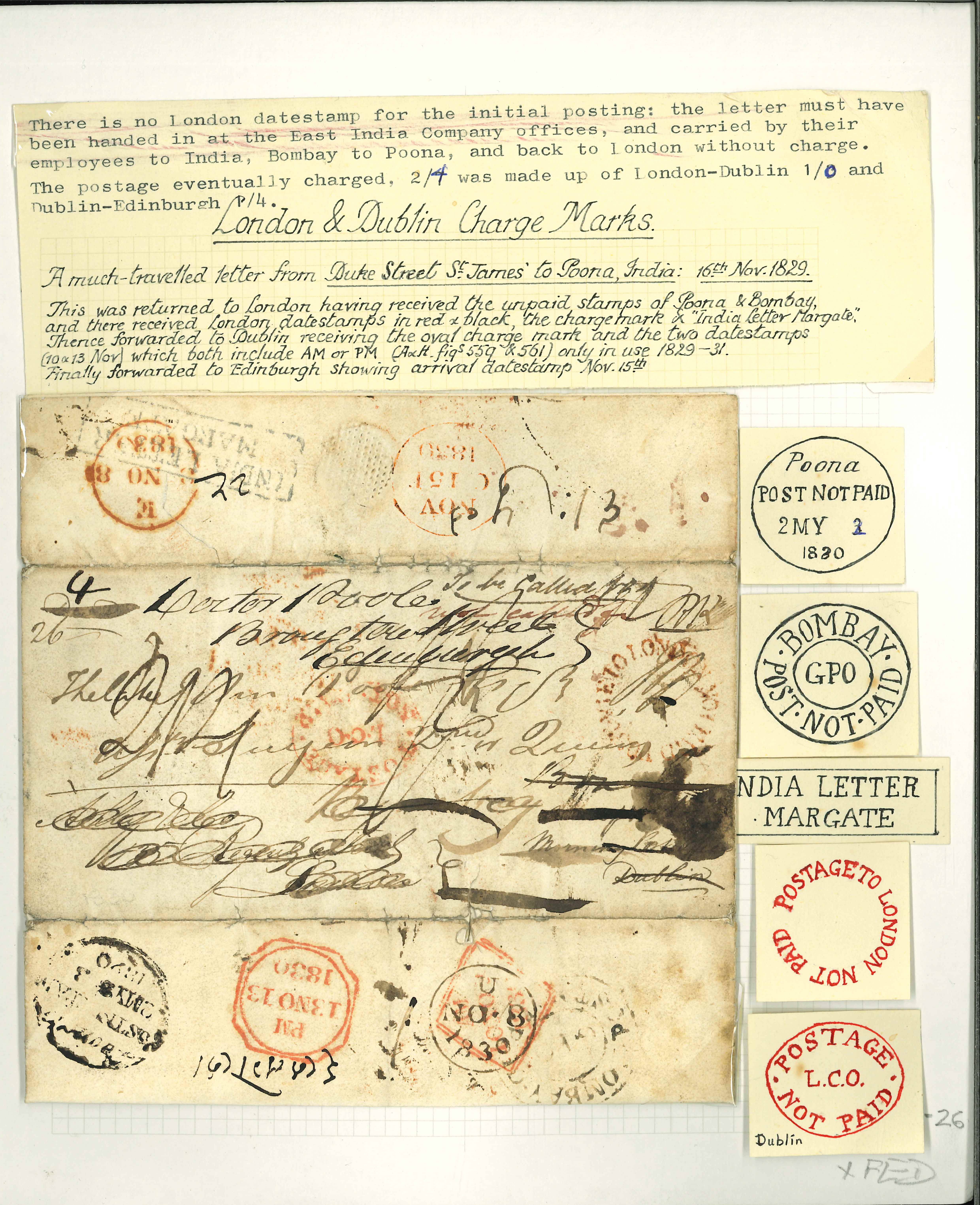Pre-stamp cover of India — Poona HG 5, COV-4990, 1829