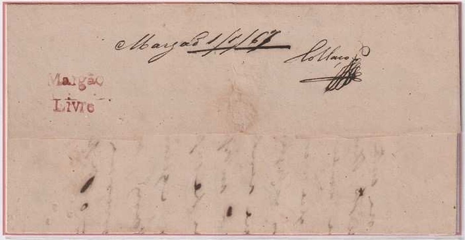 Pre-stamp cover of India — Margao FP 1, COV-3214, 1 January 1867