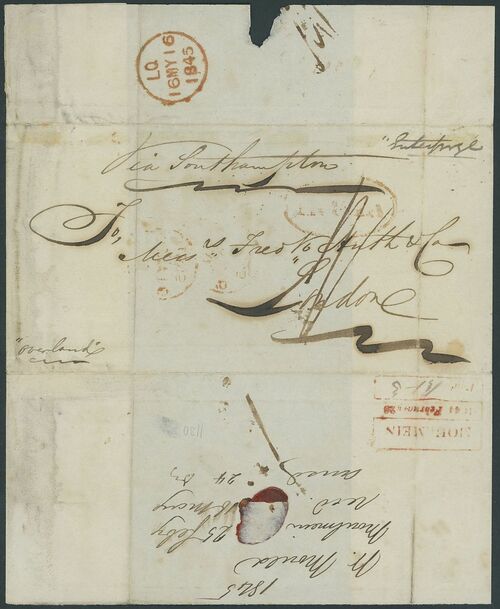 Moulmein FP 2 pre-1854 cover, Spink lot 3374