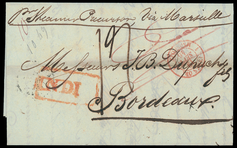 Pre-stamp cover of India — Calcutta SD16a, COV-5411, 1846