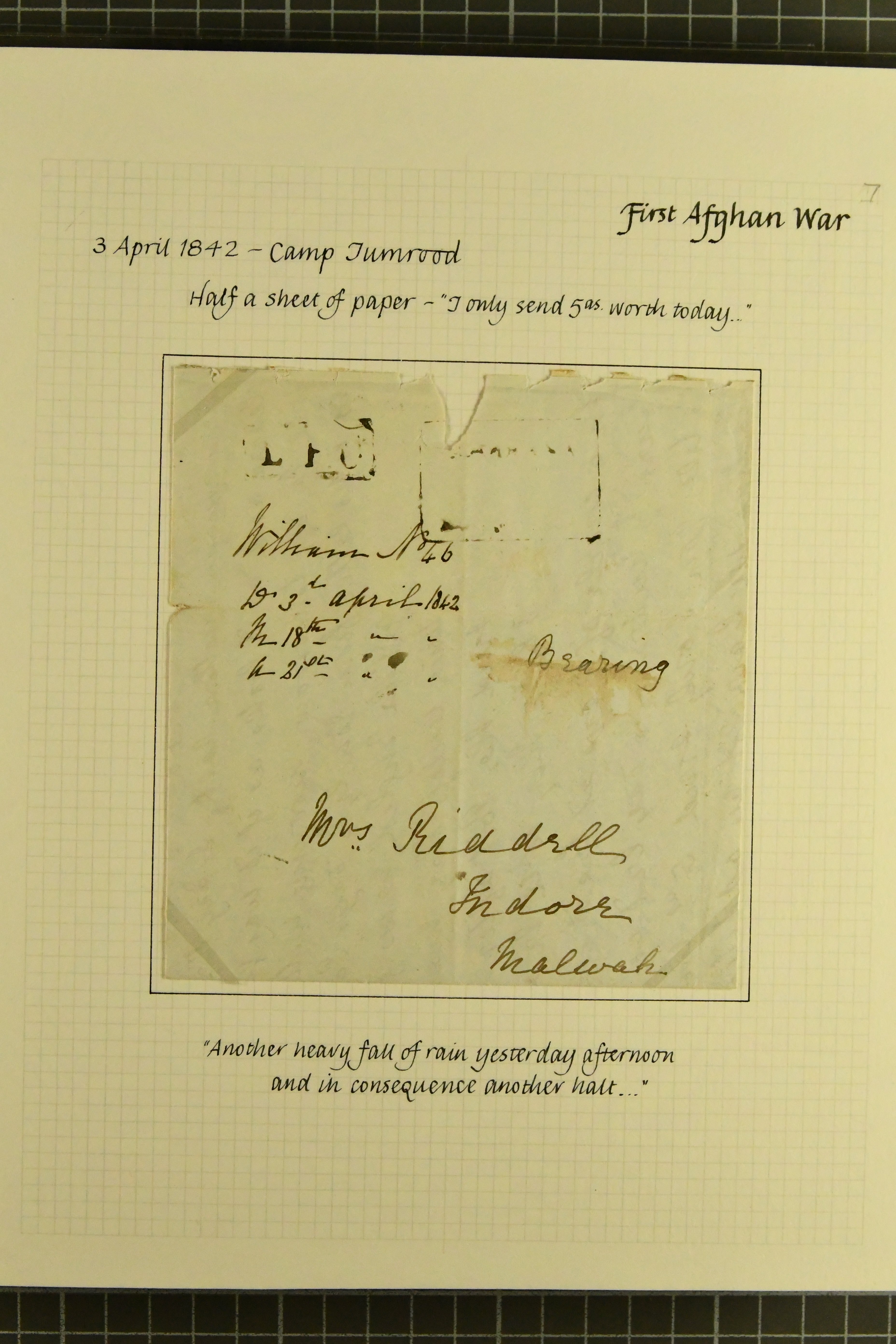 Pre-stamp cover of India — Lodianah HG 9, COV-5070, 3 April 1842