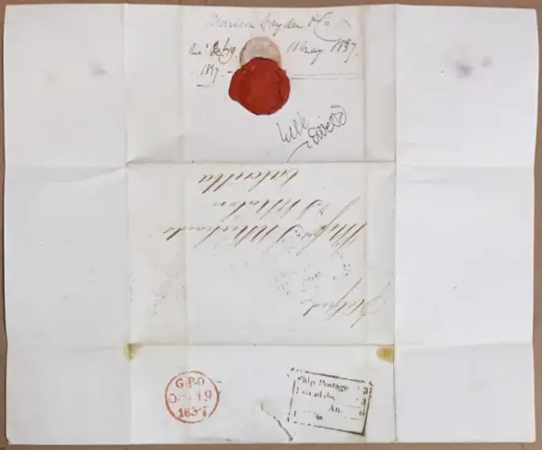 Pre-stamp cover of India — Calcutta SR42a, COV-4800, 19 October 1837