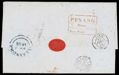 Penang FP 6 pre-1854 cover, Spink lot 358