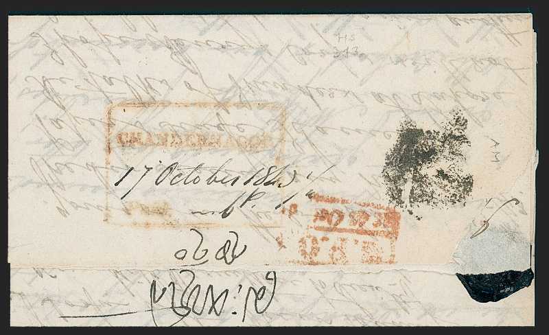 1843 Chandernagore HG 2 pre stamp cover — COV-709