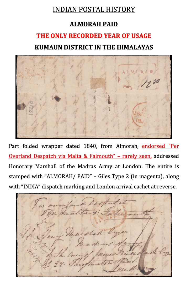 1840 Almora HG 2 pre stamp cover — COV-3884