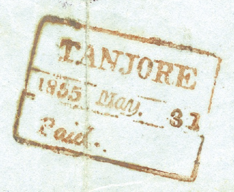 Tanjore HG 7 — pre-1854 Indian handstamp, 1853–1856, Red