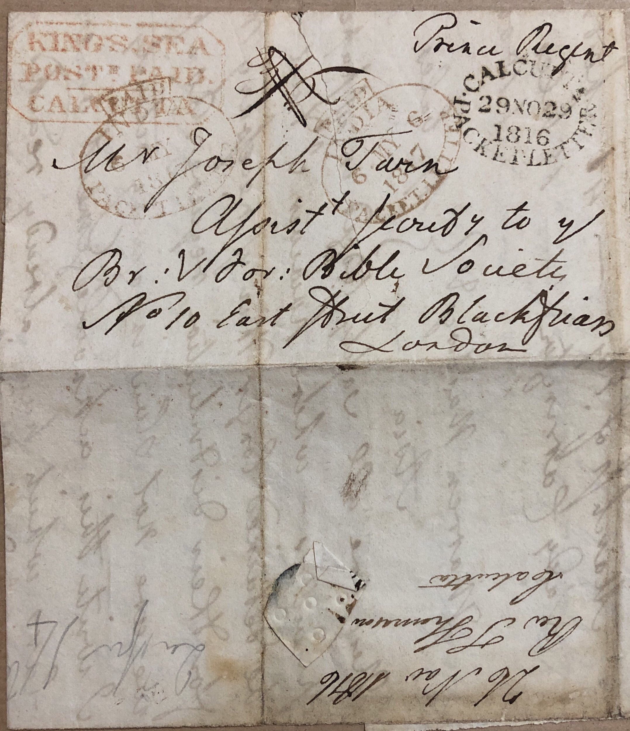 Calcutta SD7 pre stamp cover — front (COV-2108)