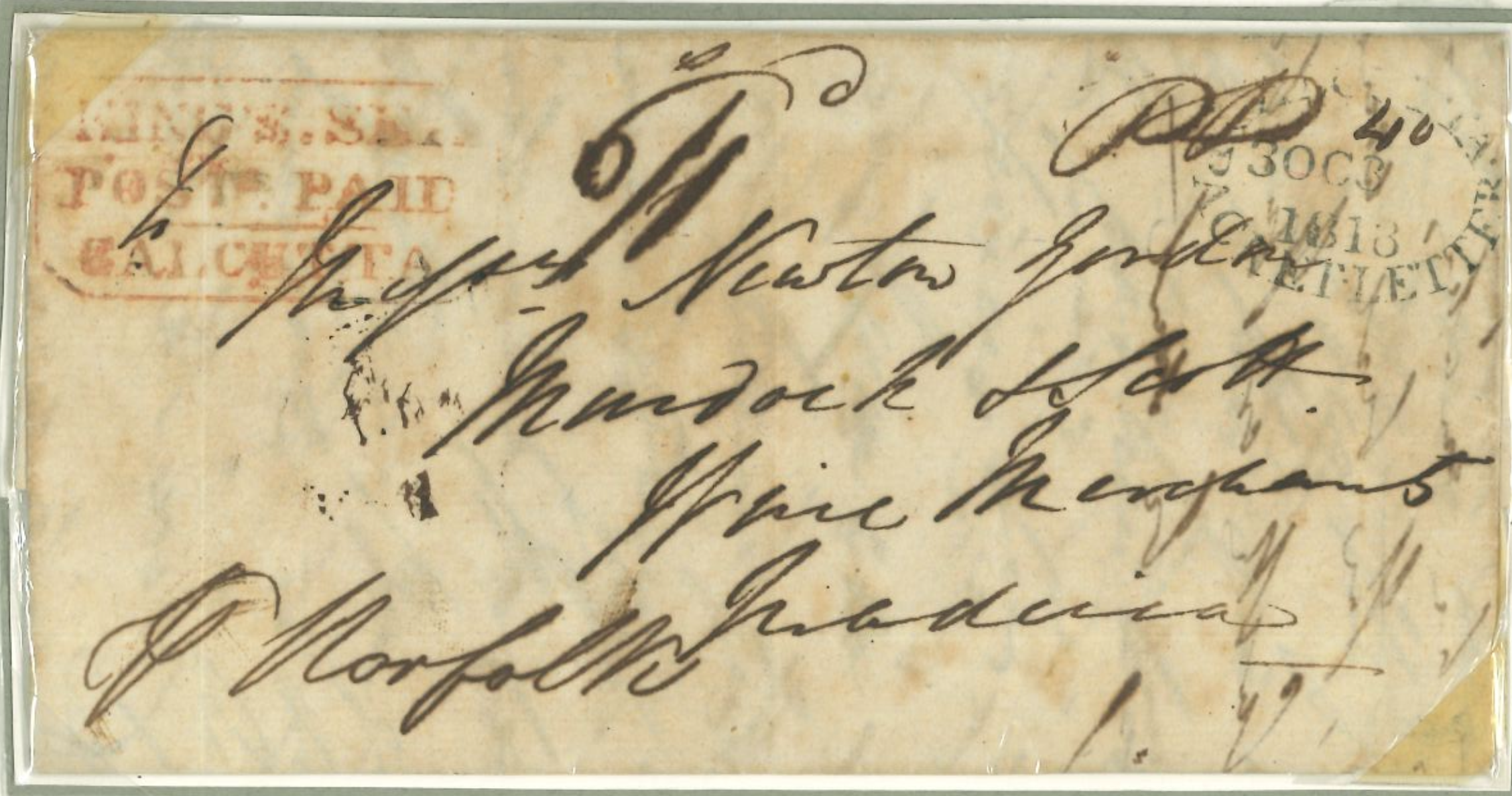 30 October 1818 Calcutta SD5 pre-stamp cover — COV-2593