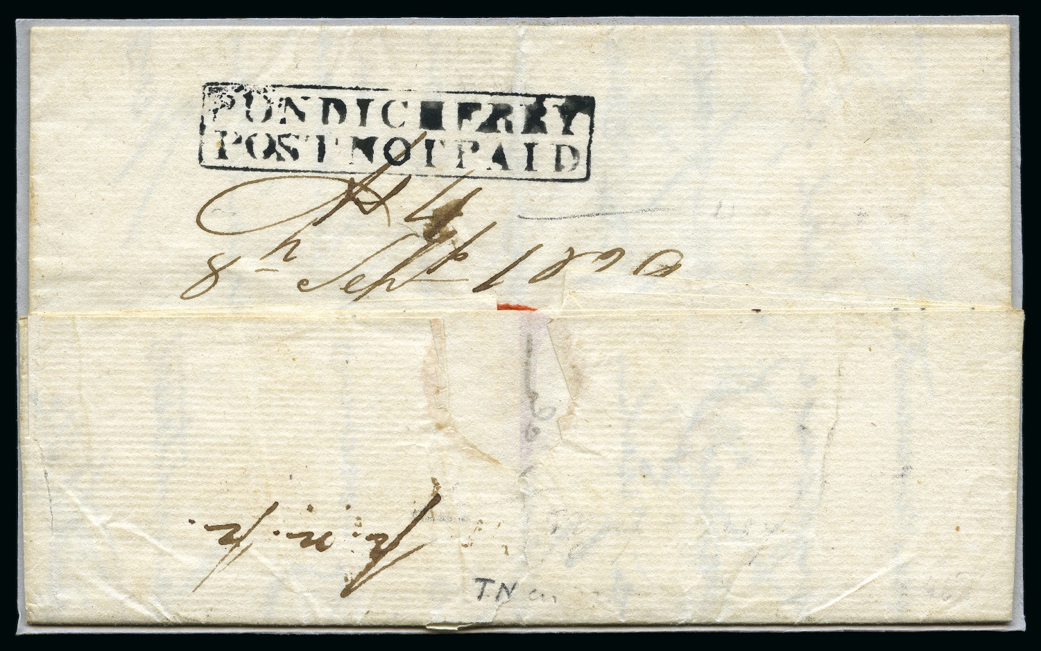 8 September 1829 Pondicherry HG 6 pre stamp cover — COV-914