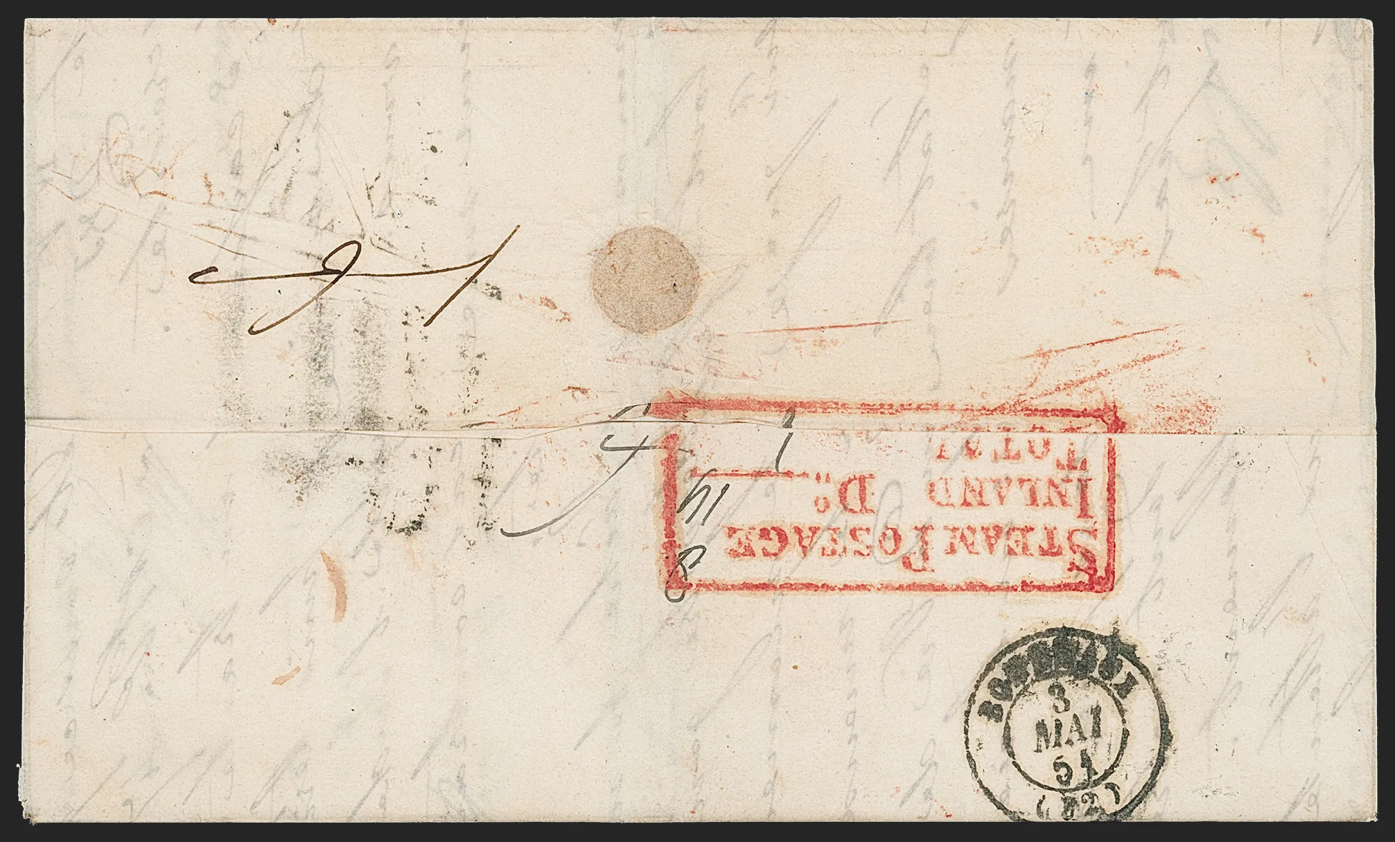 Calcutta SD13 pre stamp cover — back (COV-21)