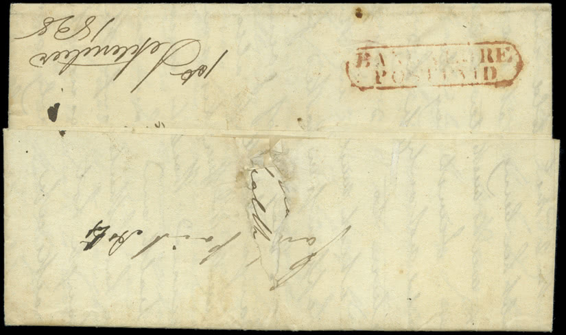 1 September 1828 Bangalore HG 6 pre stamp cover — COV-4056