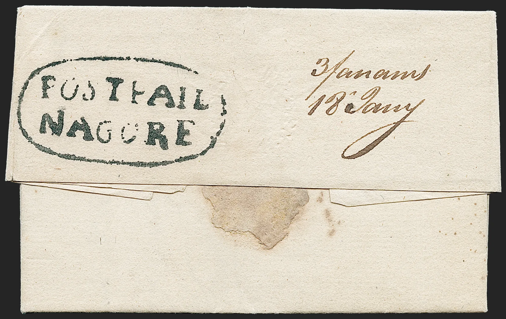 1800 Nagore HG 1Add pre stamp cover — COV-513