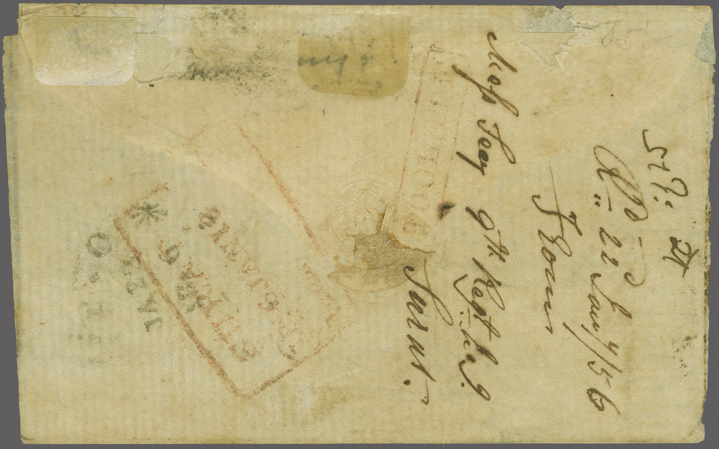 Pre-stamp cover of India — 1854, Surat HG 3 handstruck folded letter (COV-5223)