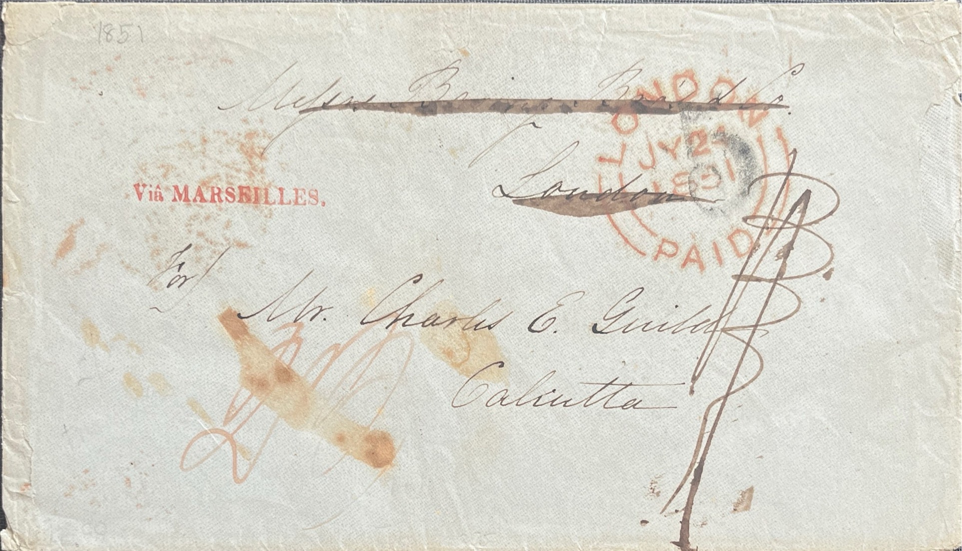 Calcutta G14 pre stamp cover — back (COV-3389)