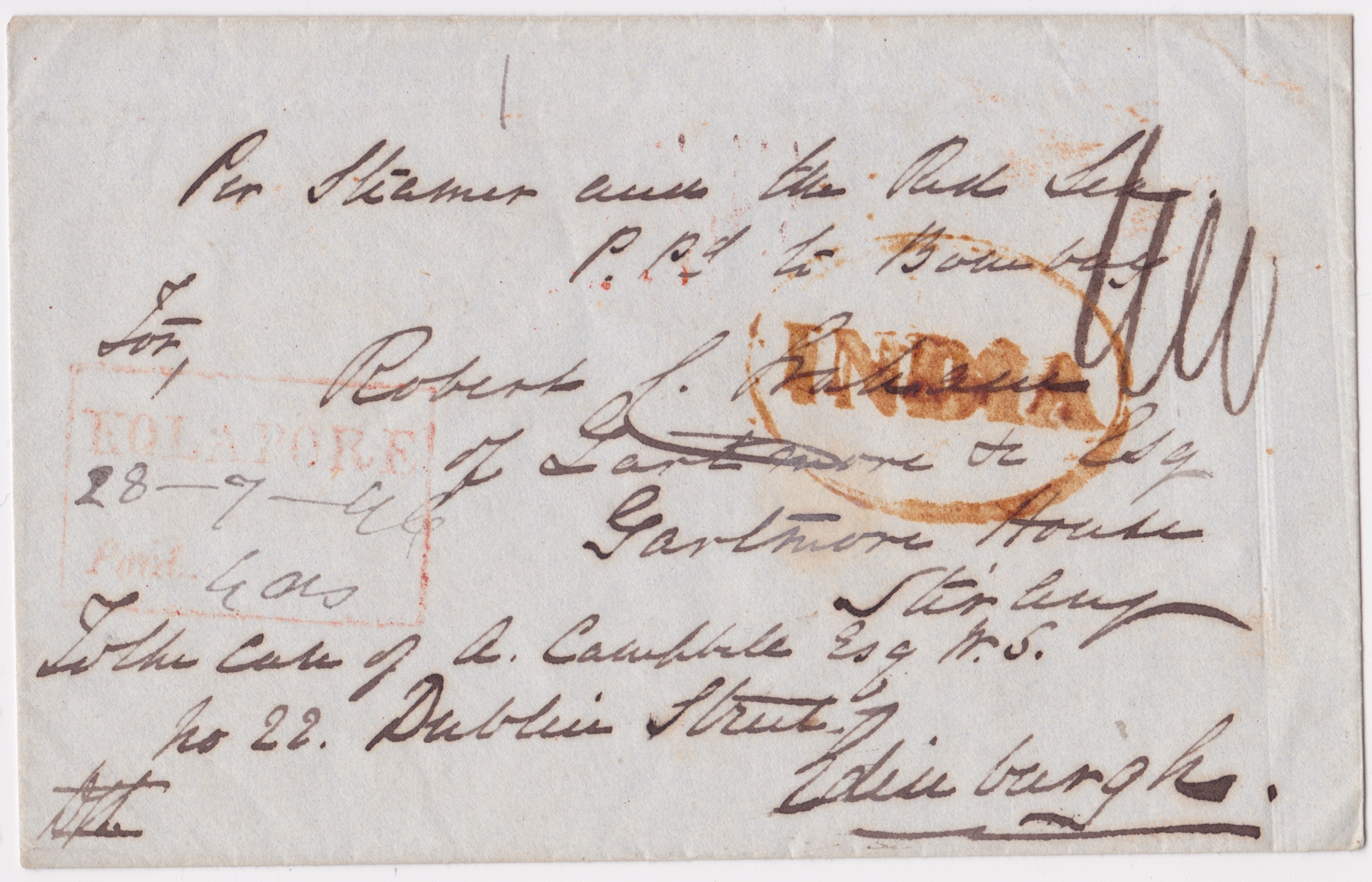 Kolapore HG 1A pre stamp cover — COV-956