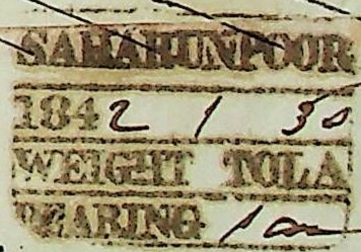 HG 3 handstamp from Saharunpore