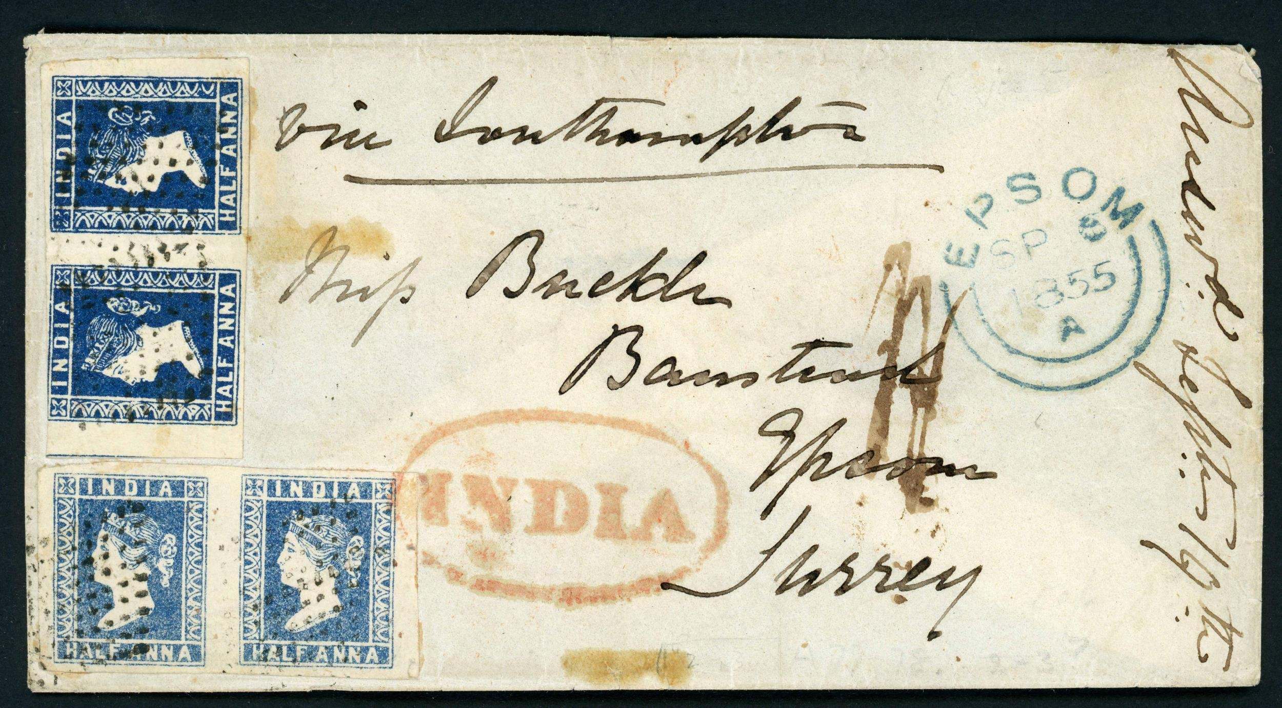 Rajkote HG 5 pre stamp cover — back (COV-4796)