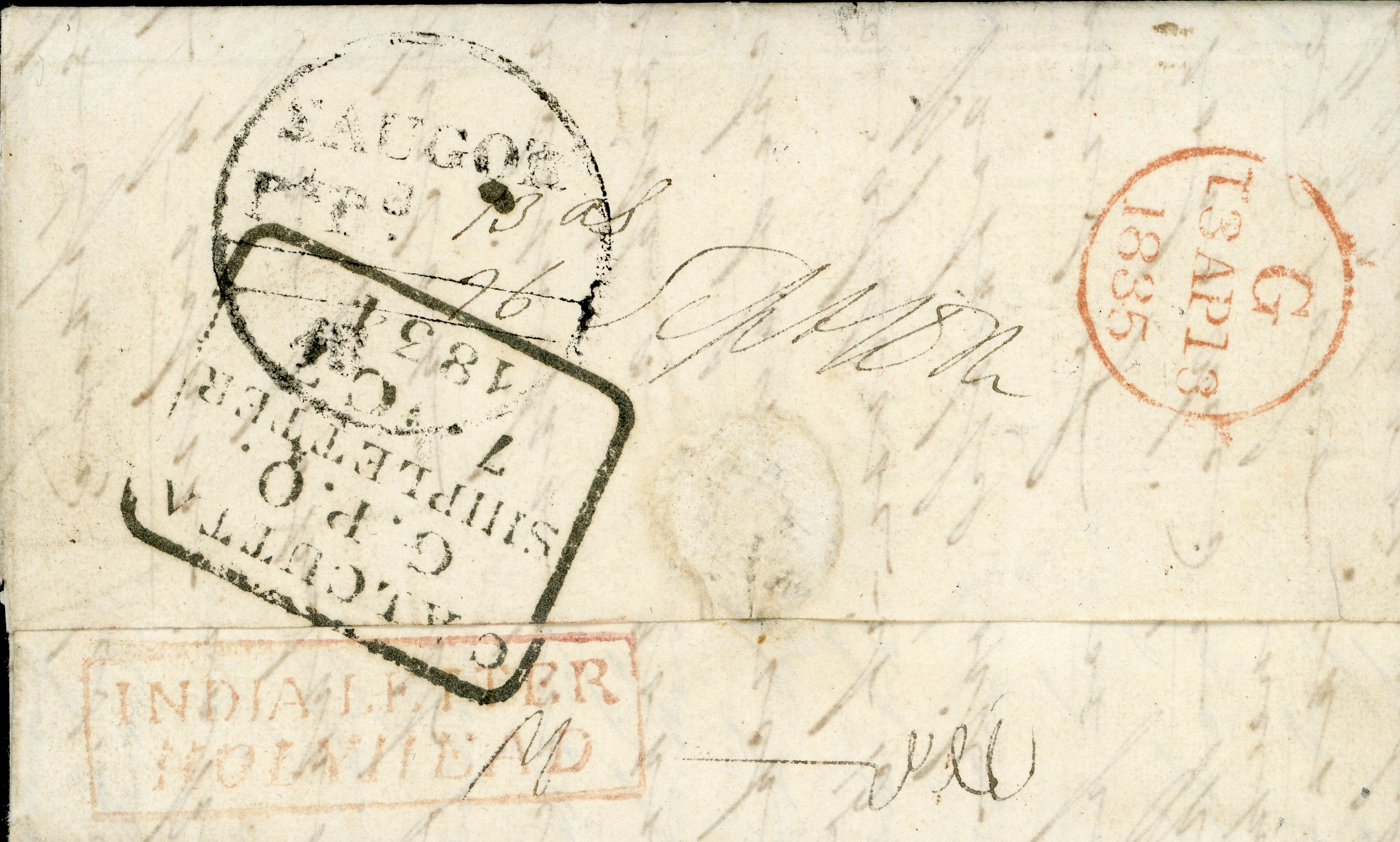 26 September 1834 Saugor HG 1 pre stamp cover — COV-2347