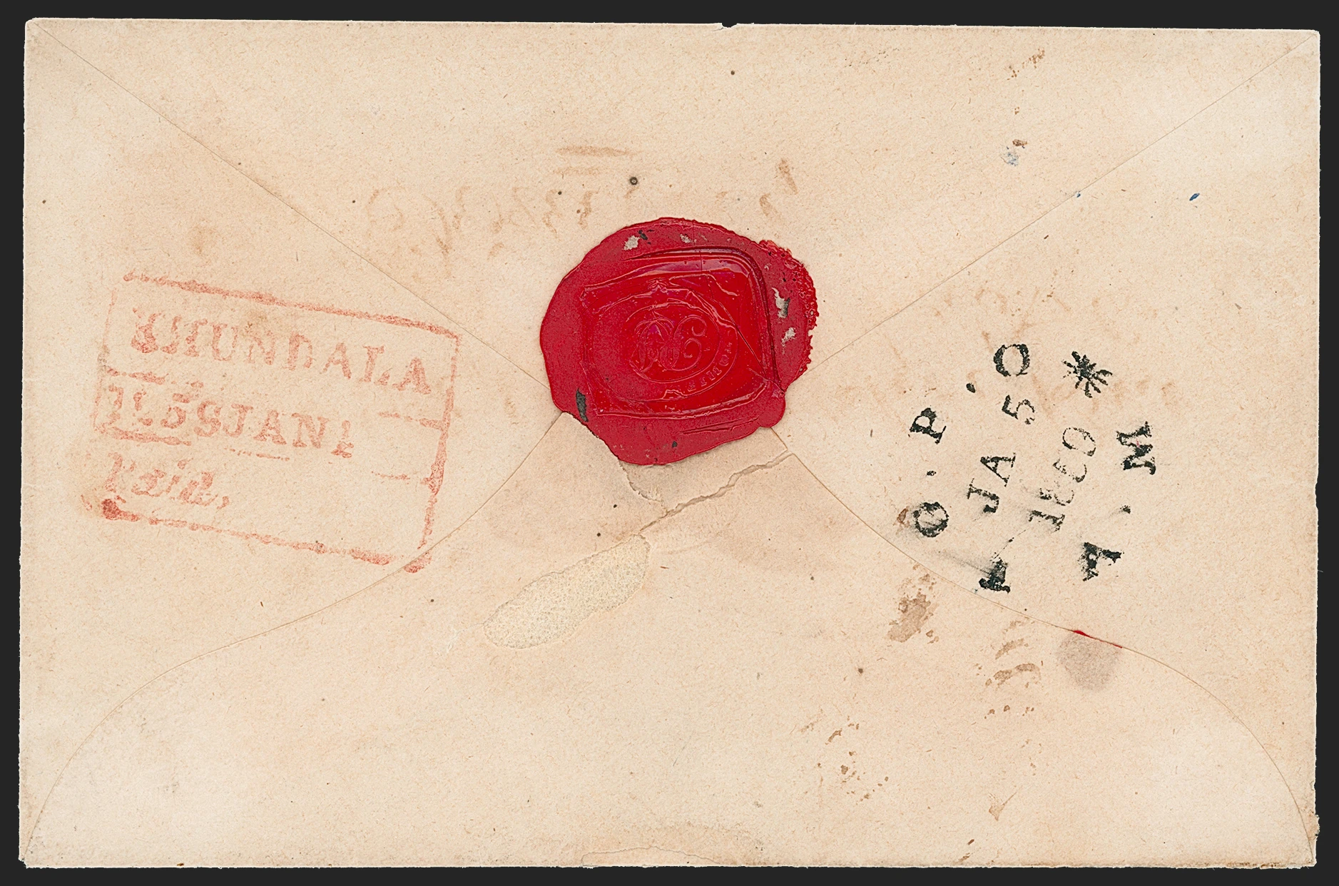 Pre-stamp cover of India — 1854, Khandala HG 2 handstruck folded letter (COV-5333)