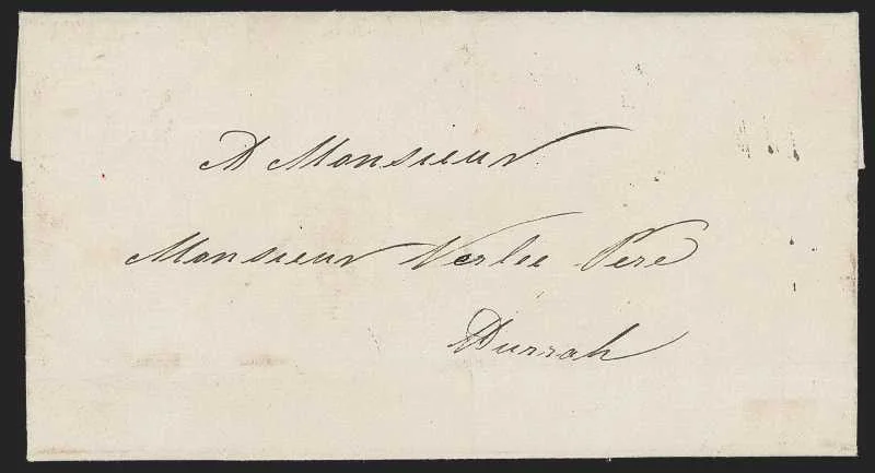 Chandernagore HG 1 pre stamp cover — back (COV-462)