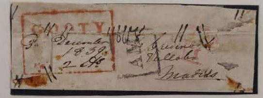 11 December 1839 Gooty HG 2 pre stamp cover — COV-4760