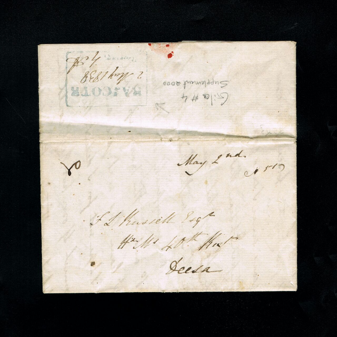2 May 1839 Rajkote HG 4 pre stamp cover — COV-3037