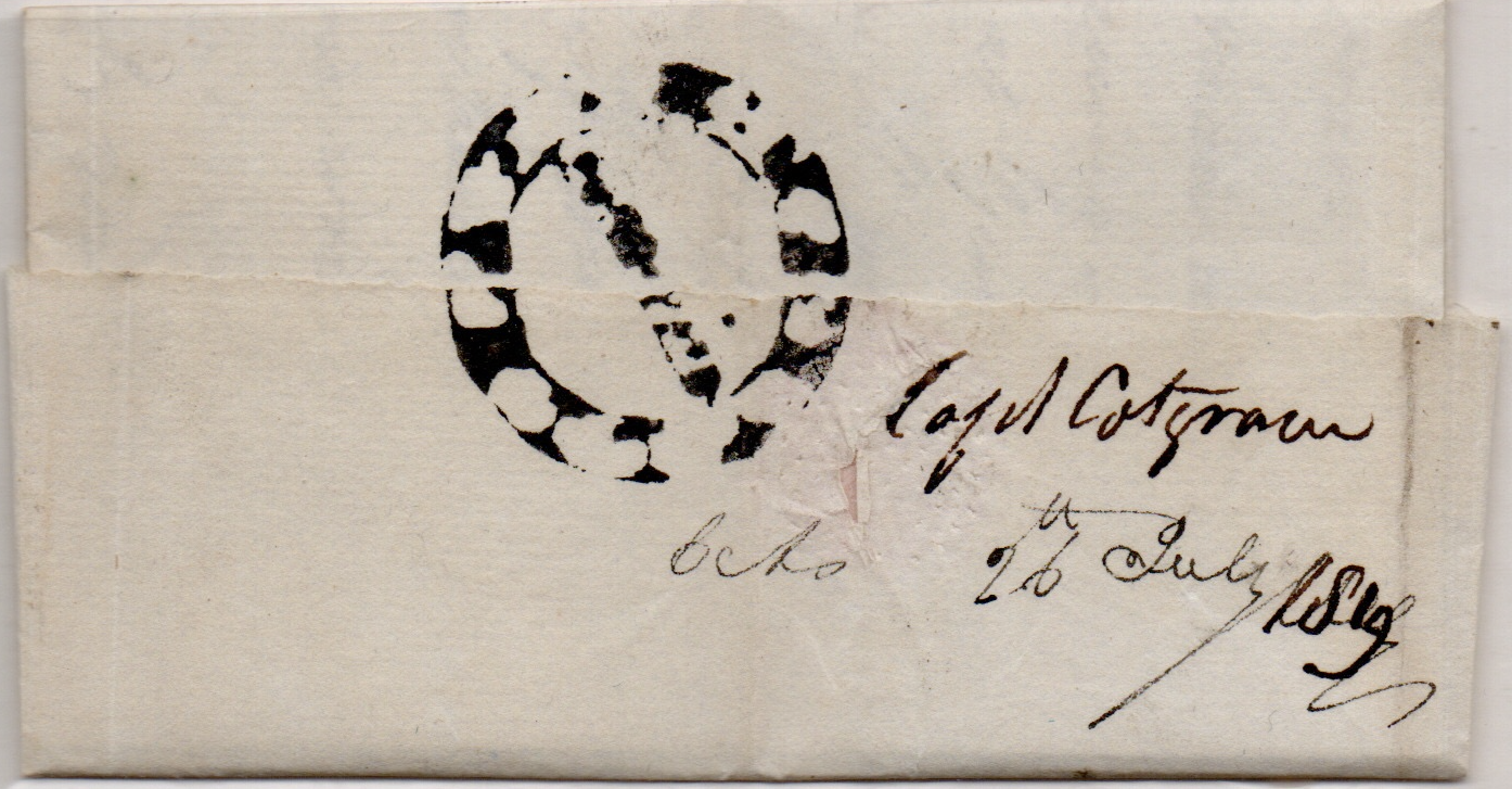 26 July 1819 Masulipatam HG 3 pre stamp cover — COV-3400