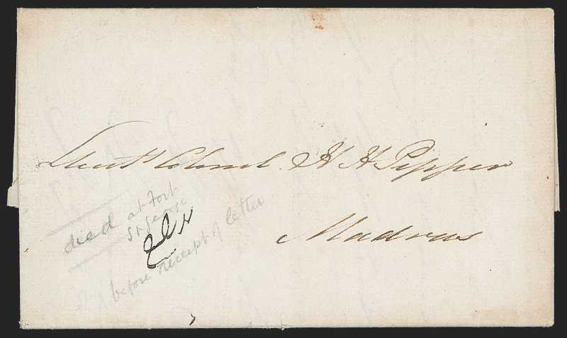 Kurnaul (NWP) HG 1 pre stamp cover — back (COV-1023)