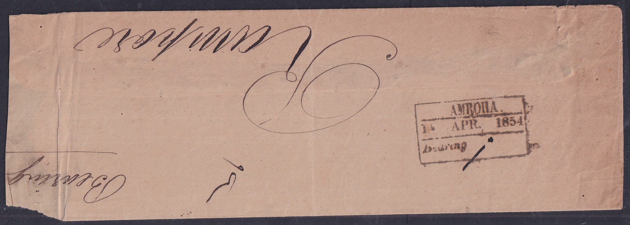 15 April 1854 Umroha HG 1 pre stamp cover — COV-4830