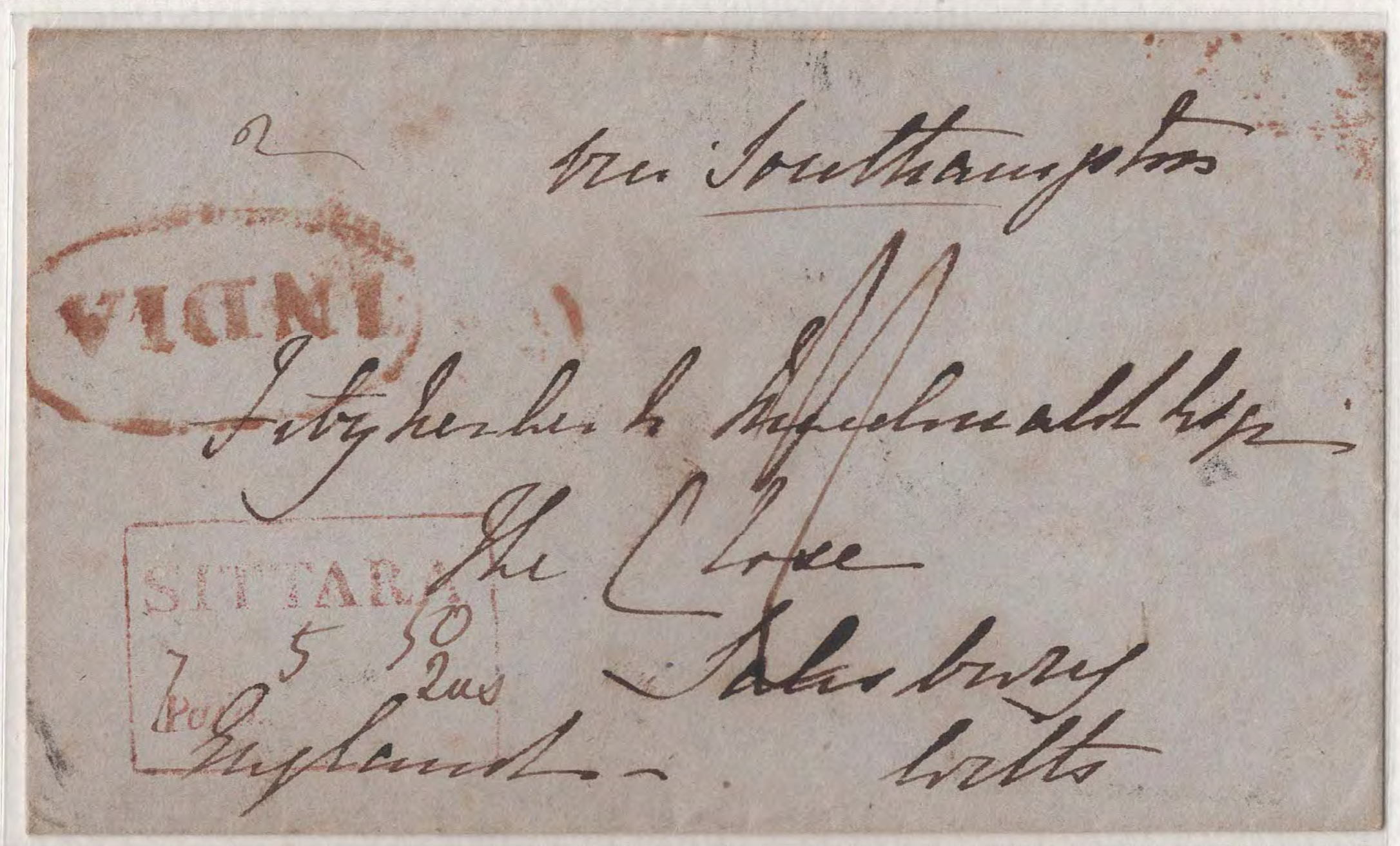 COV-2480 — 7 May 1850 Sittara HG 1 pre-stamp cover