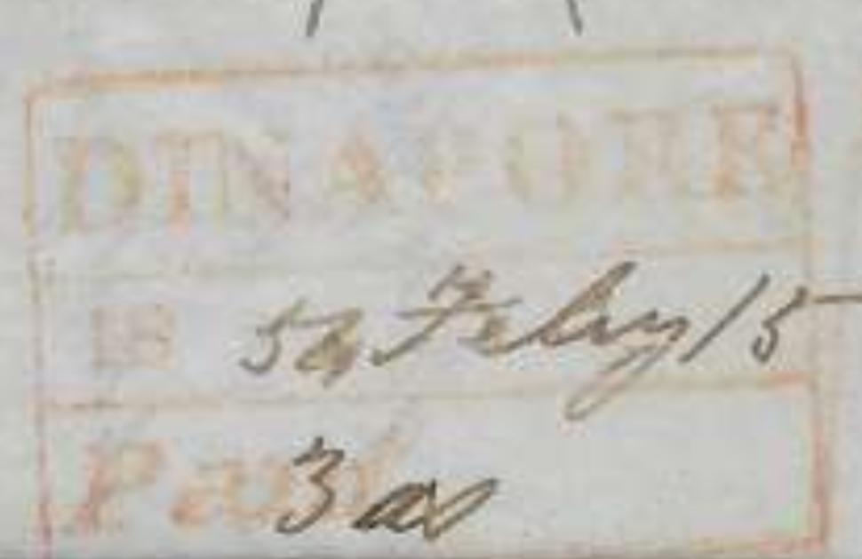 Dinapore HG 9 — pre-1854 Indian handstamp, 1849–1854, Red