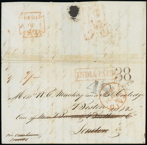 3 April 1849 Penang FP 6 pre stamp cover — COV-4315