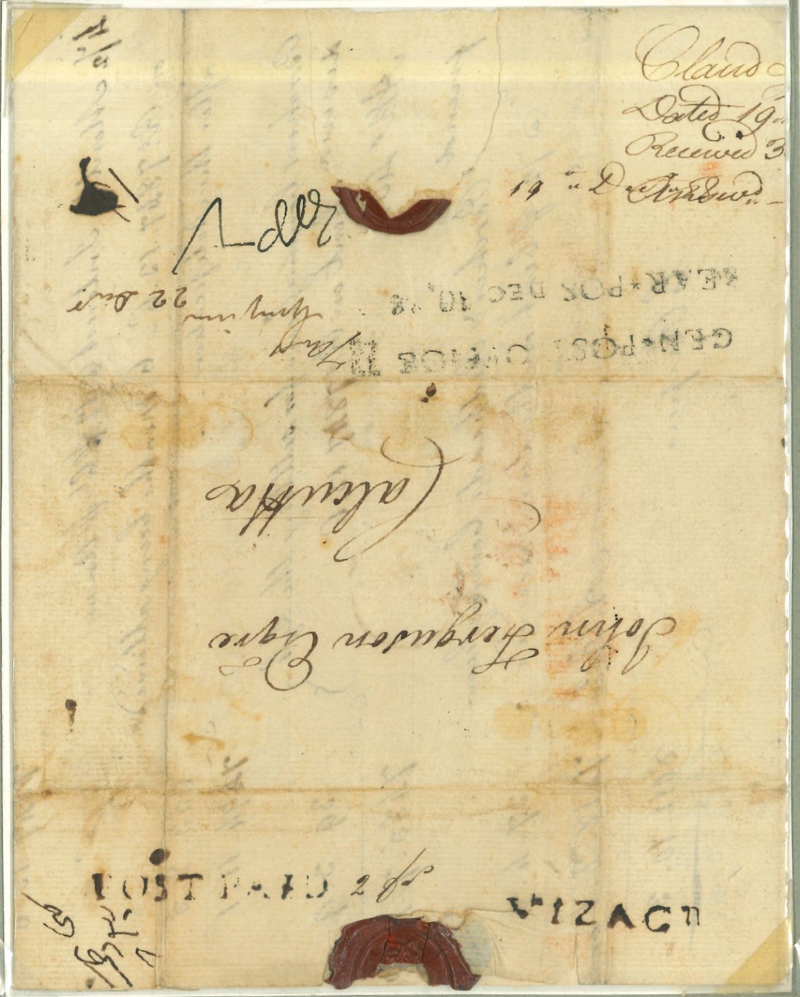 December 1788 Calcutta HG 8 pre stamp cover — COV-2369