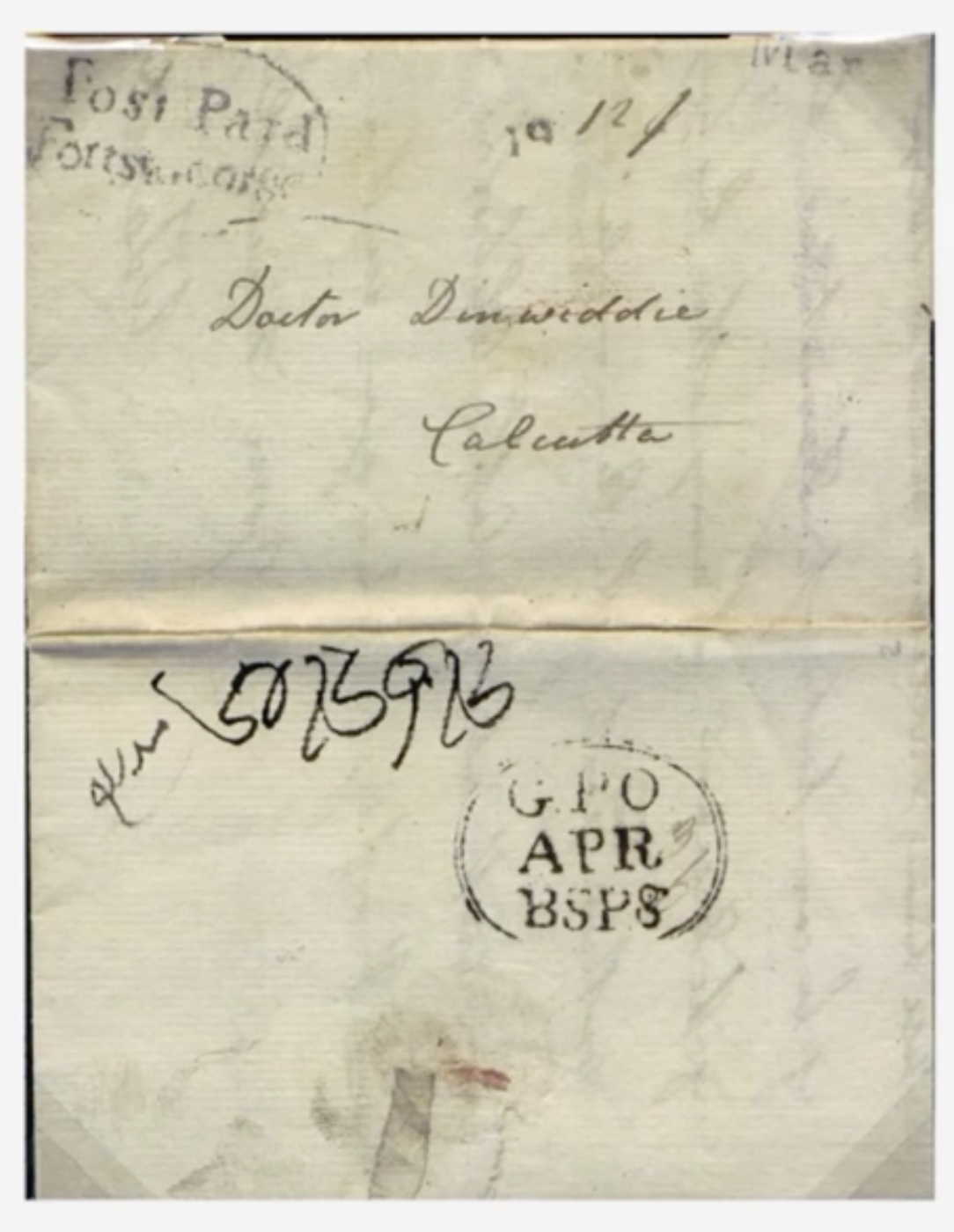 19 March 1800 Calcutta HG 11a pre stamp cover — COV-3963