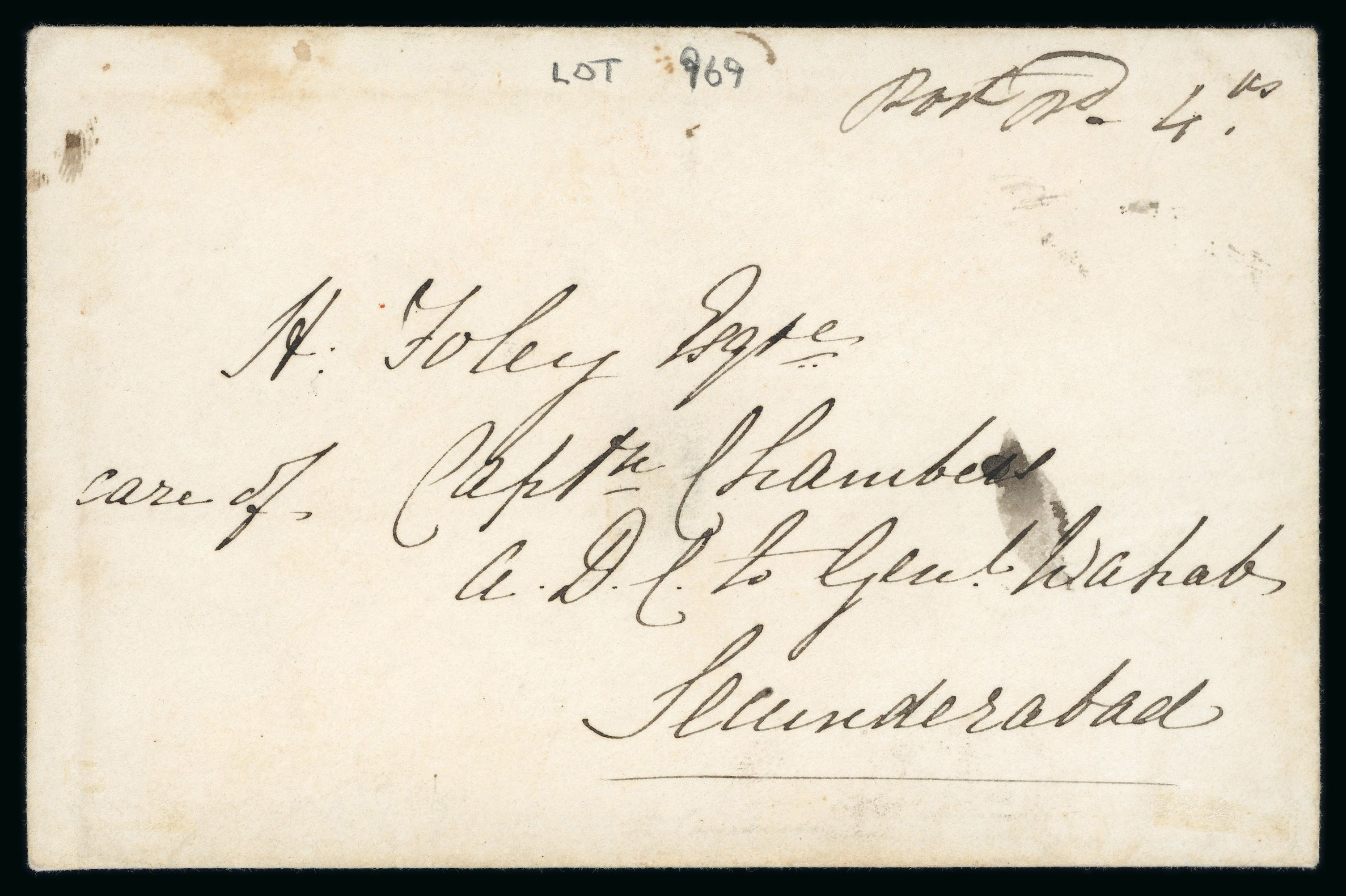 Secunderabad HG 6 pre stamp cover — scan 2 (COV-887)