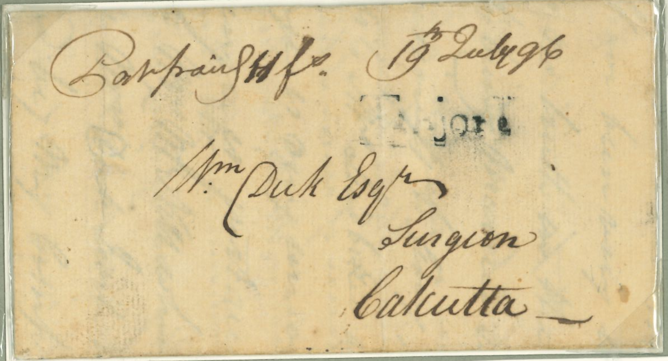 19 July 1796 Calcutta HG 11 pre stamp cover — COV-2081