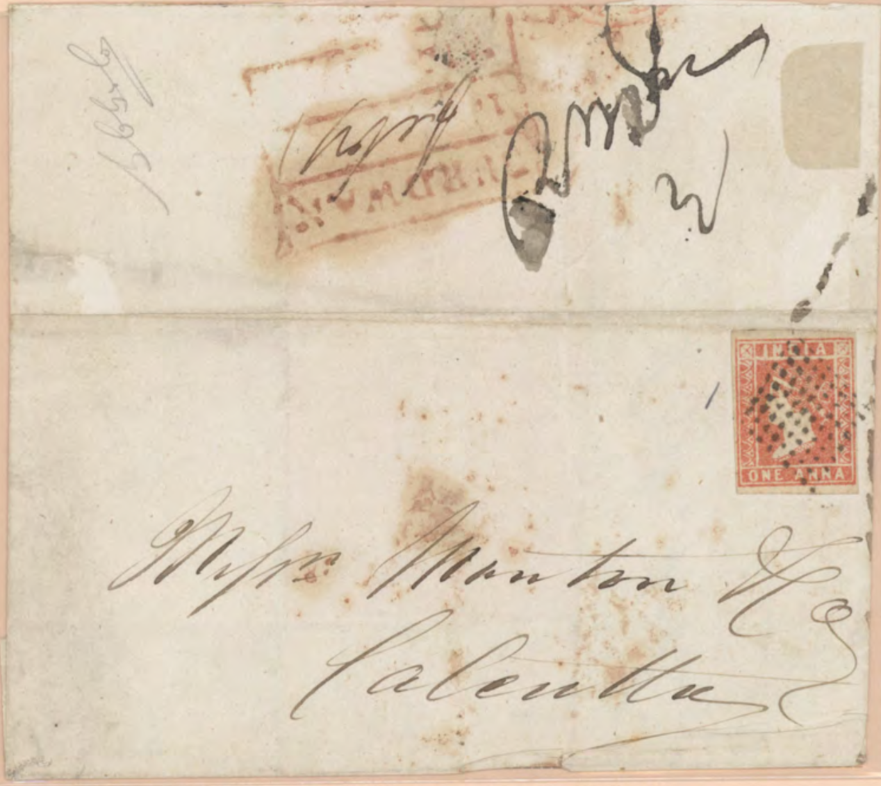 10 July 1855 Burdwan HG 4 pre stamp cover — COV-4277