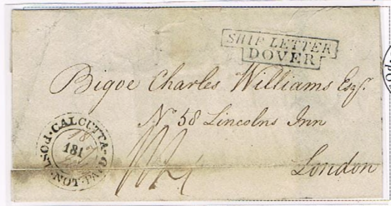 12 June 1817 Calcutta SD6 pre stamp cover — COV-2807