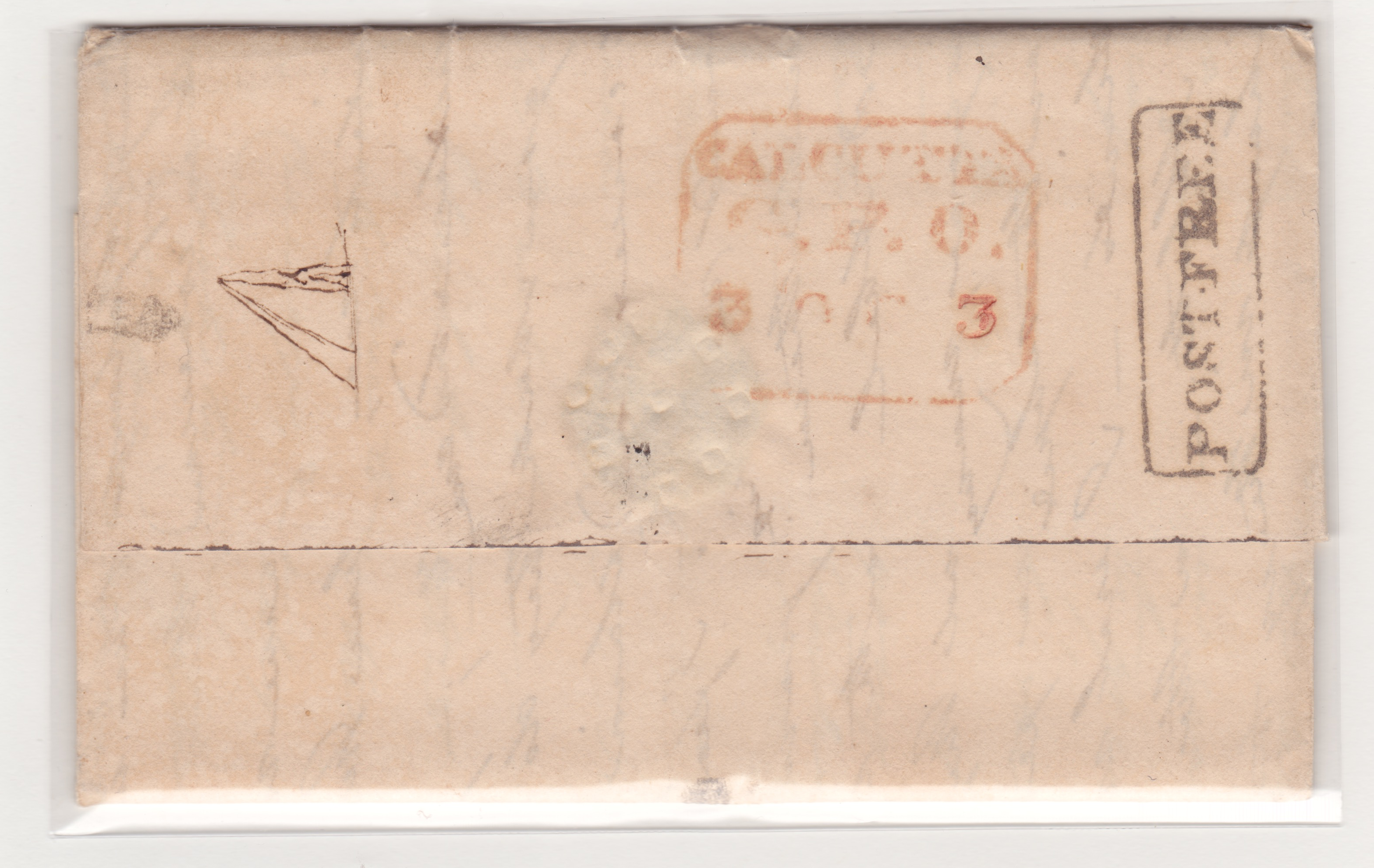 1826 Calcutta HG 13 pre stamp cover — COV-4034