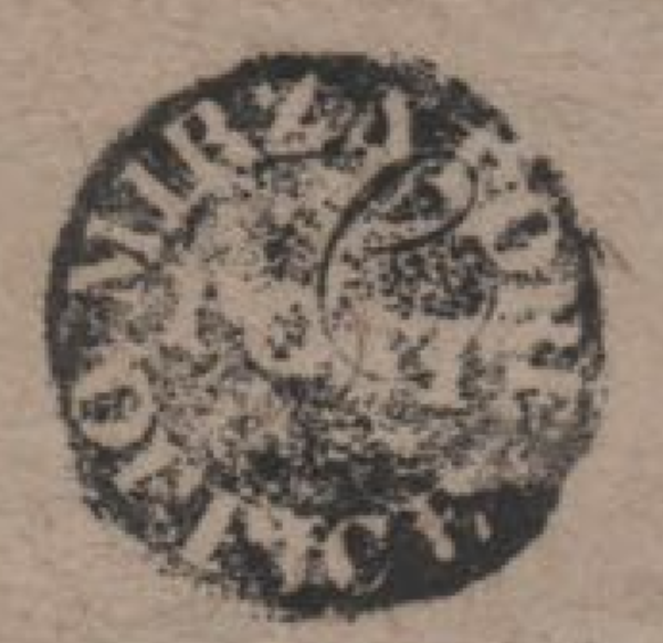 Mirzapore HG 12 — pre-1854 Indian handstamp, 1828–1856, Black