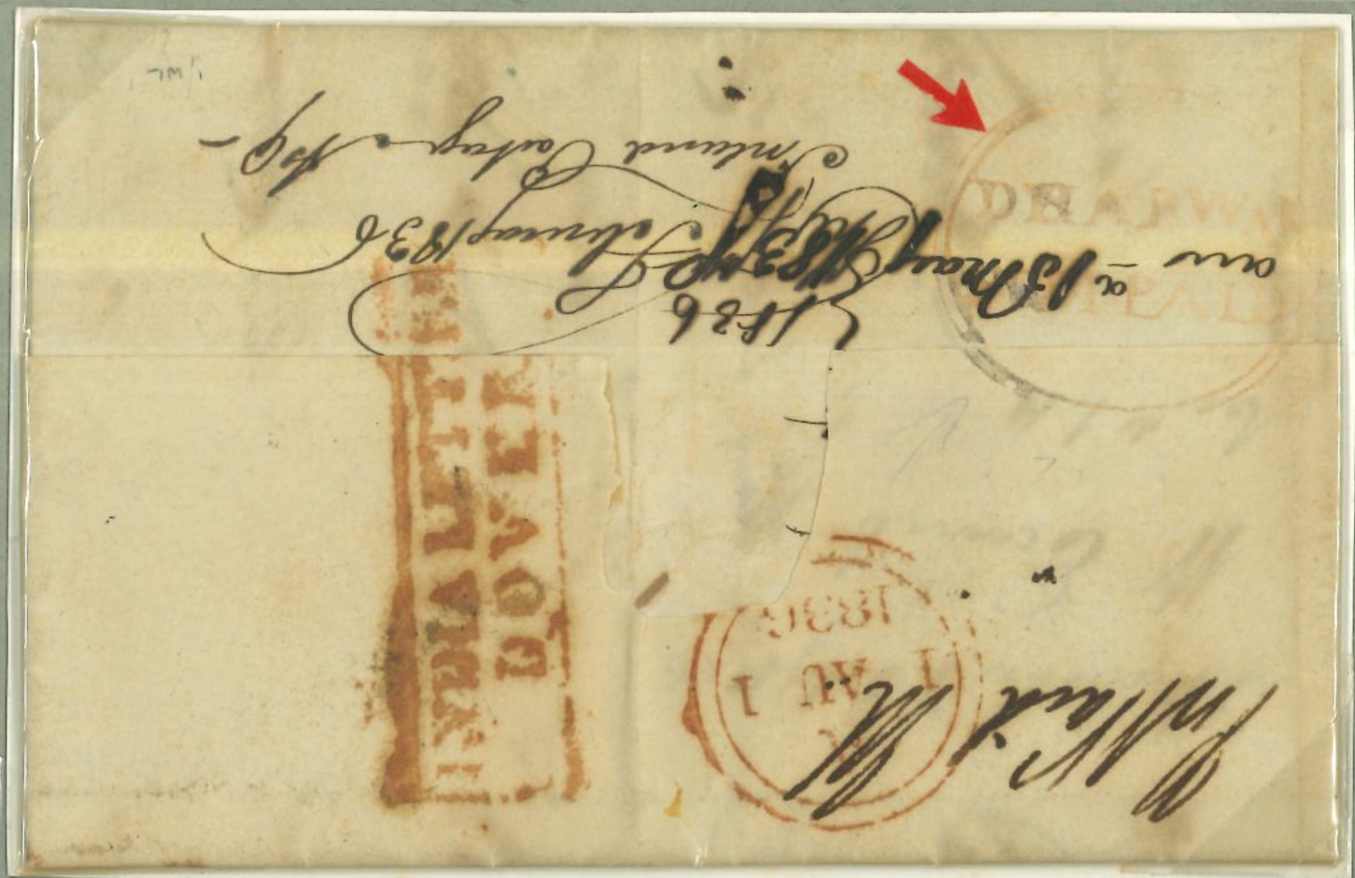 7 February 1836 Dharwar HG 1 pre stamp cover — COV-2627