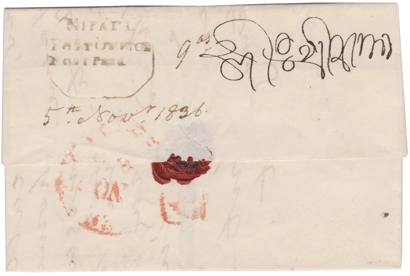 5 November 1836 Nepaul HG 1 pre stamp cover — COV-516