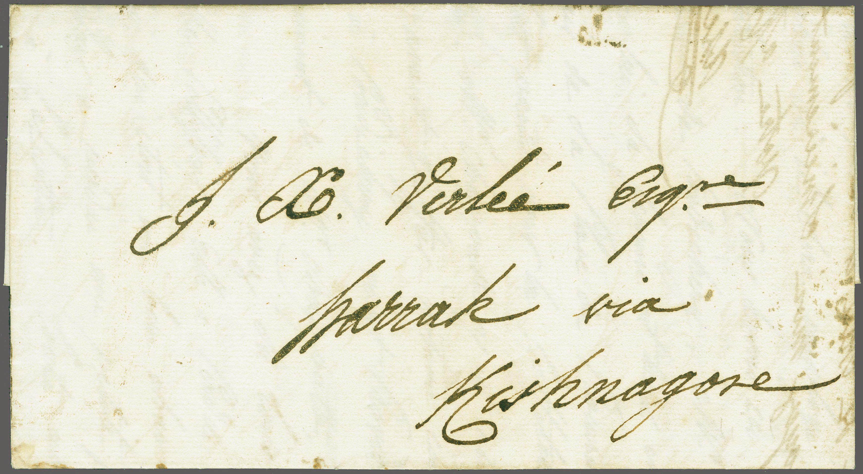 Chandernagore HG 1 pre stamp cover — back (COV-606)