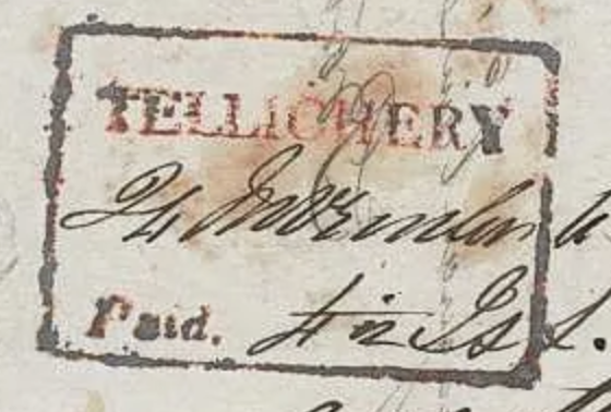 HG 5 handstamp from Tellicherry
