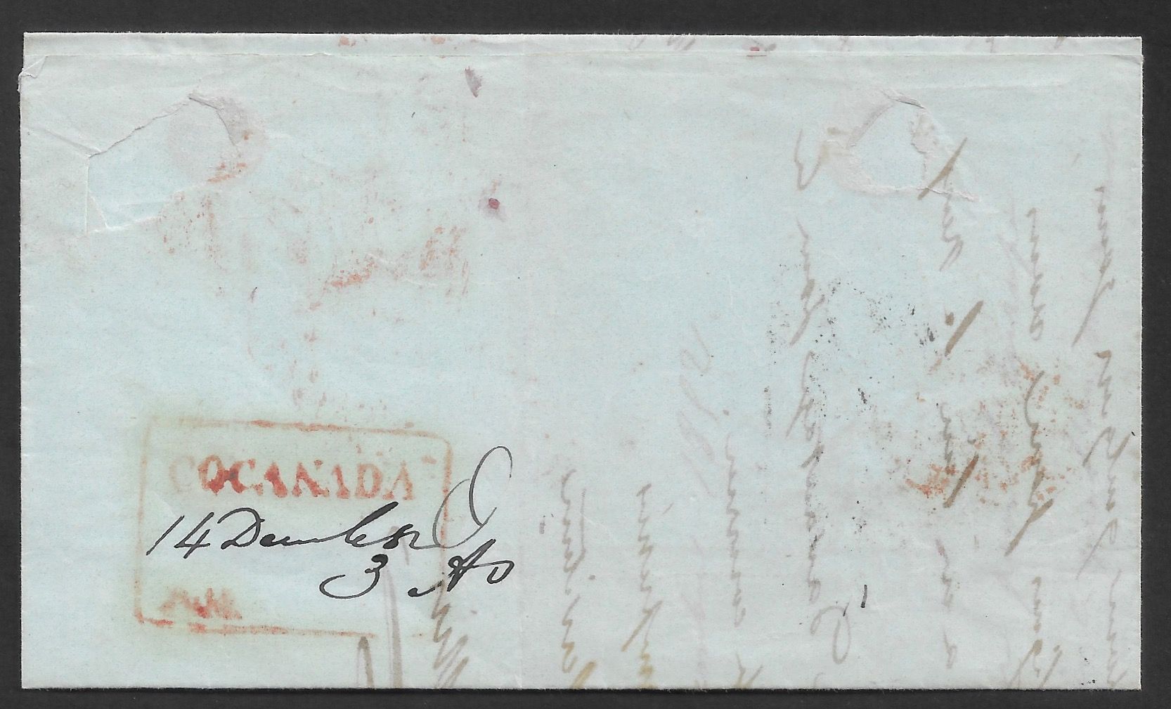 14 December 1852 Cocanada HG 1 pre stamp cover — COV-3801
